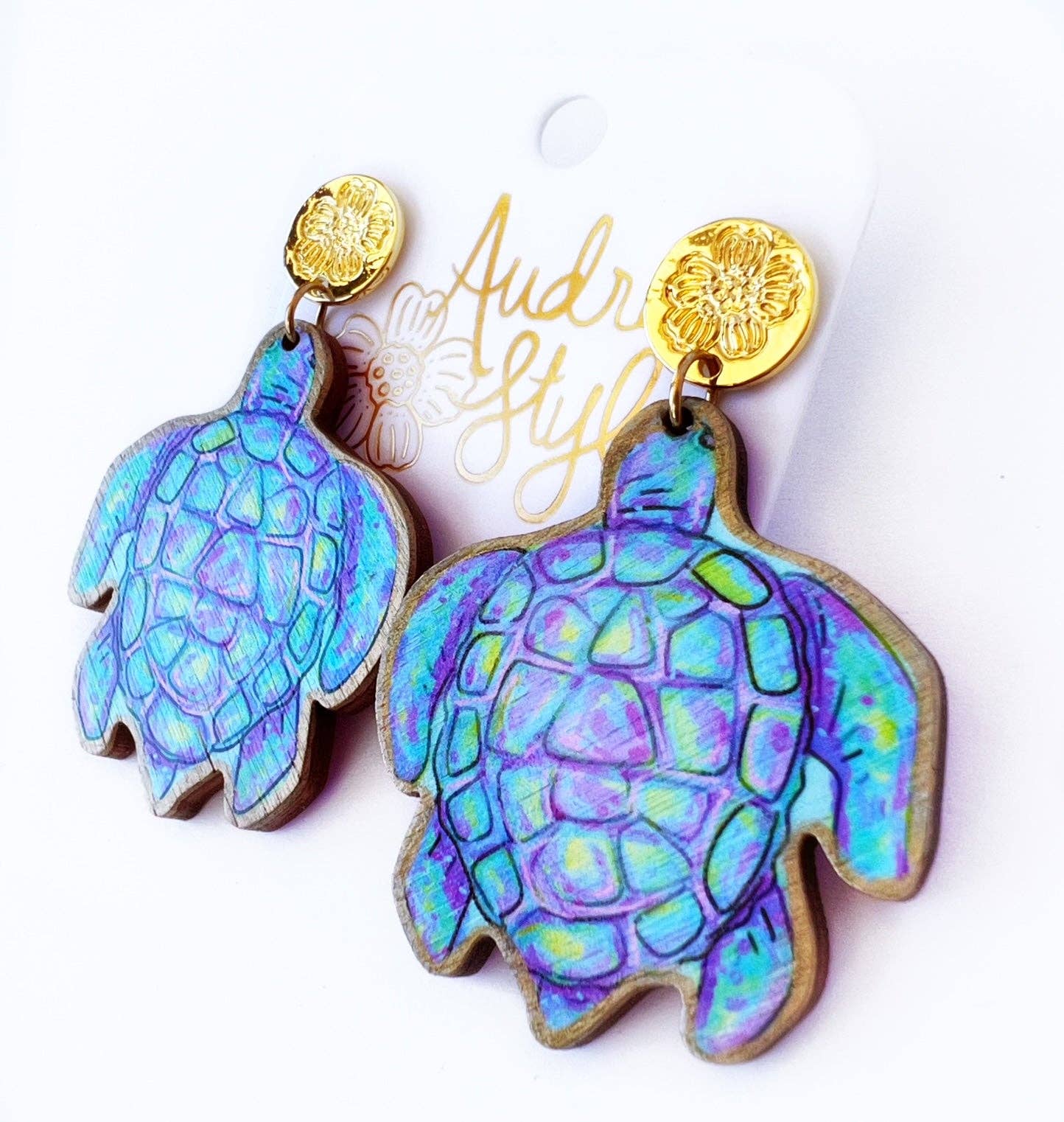 Blue Sea Turtle Earrings