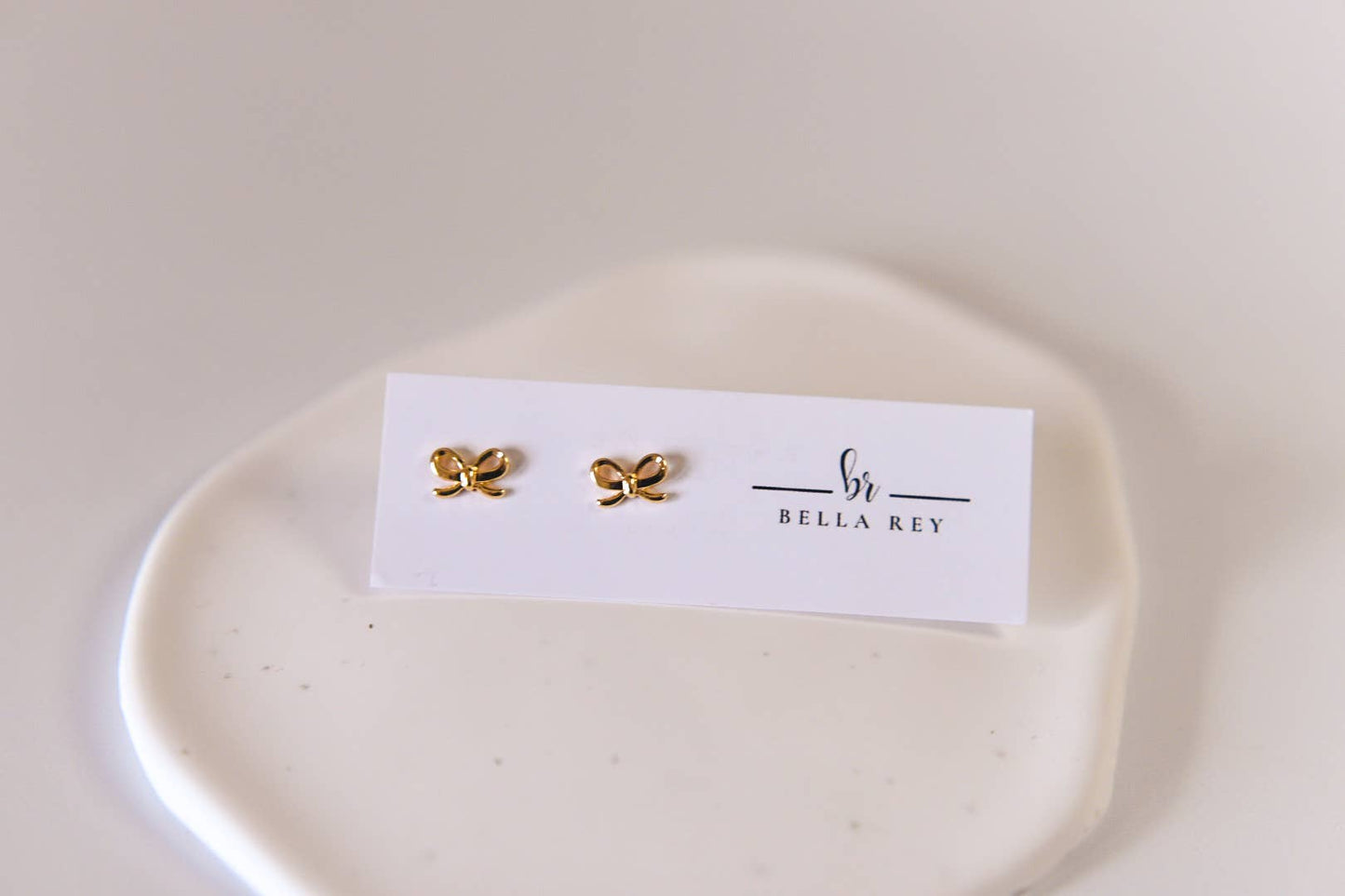 Lela bow 18k gold plated stud earrings dainty