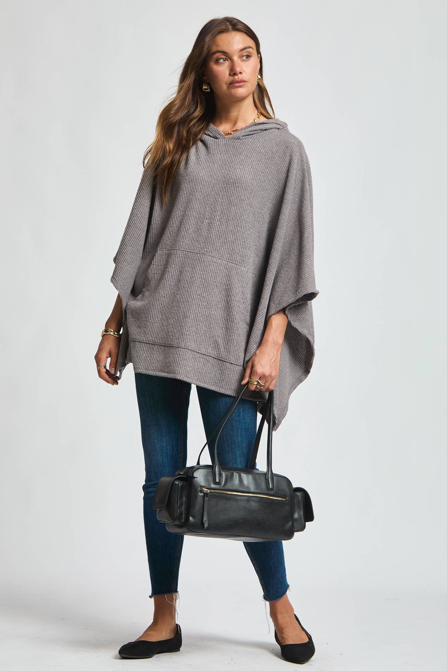 Dear Scarlett Ribbed Knit Poncho Top
