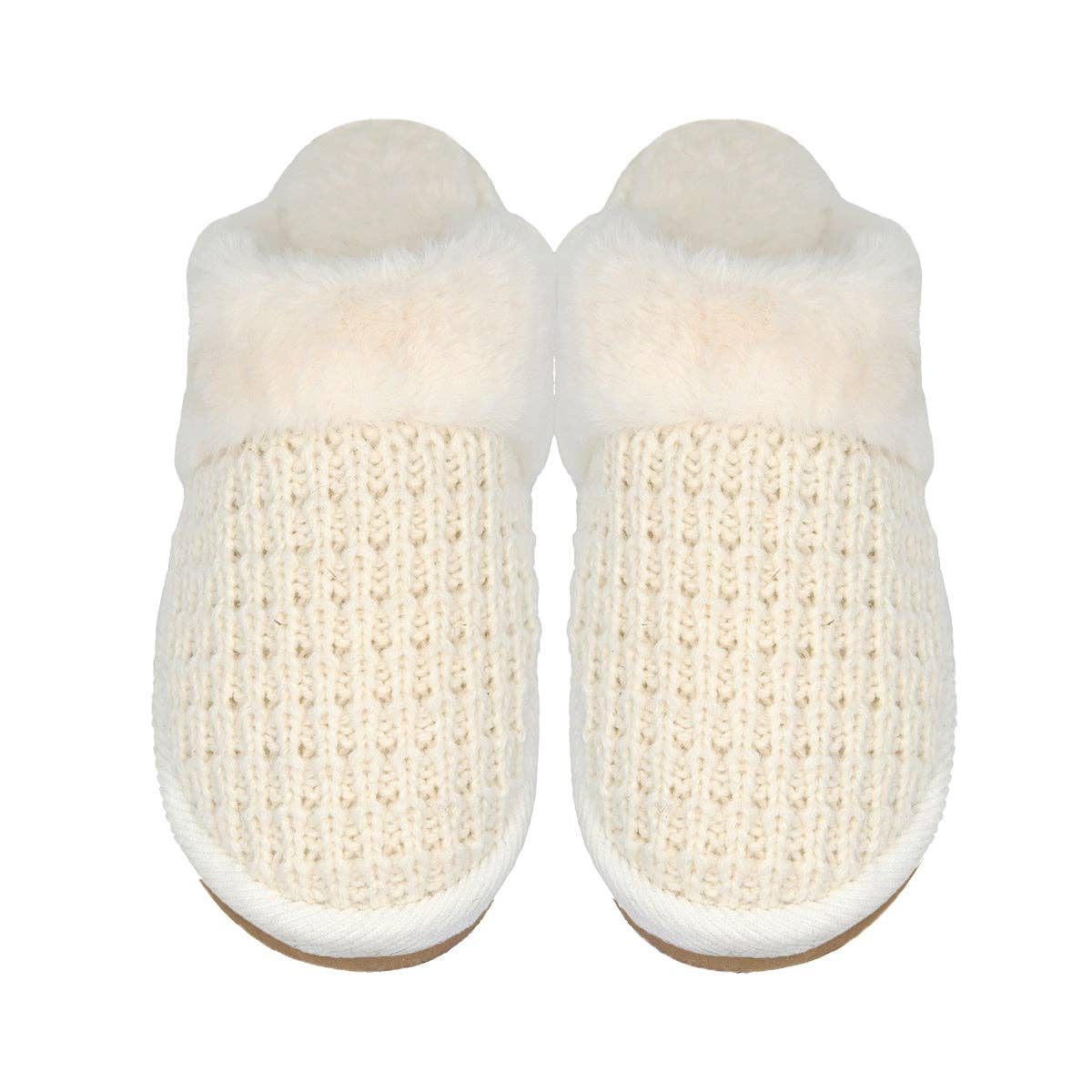 Waffle Knit Faux Fur C.C Slippers