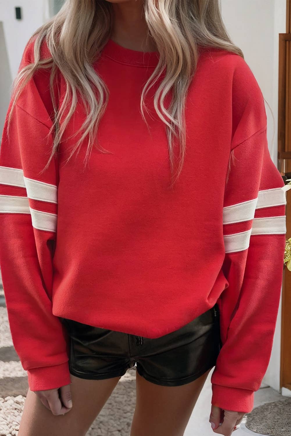 Varsity Striped Drop Shoulder Sweatshirt