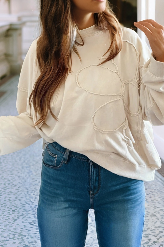 Raw Edge Flower Patch Sweatshirt