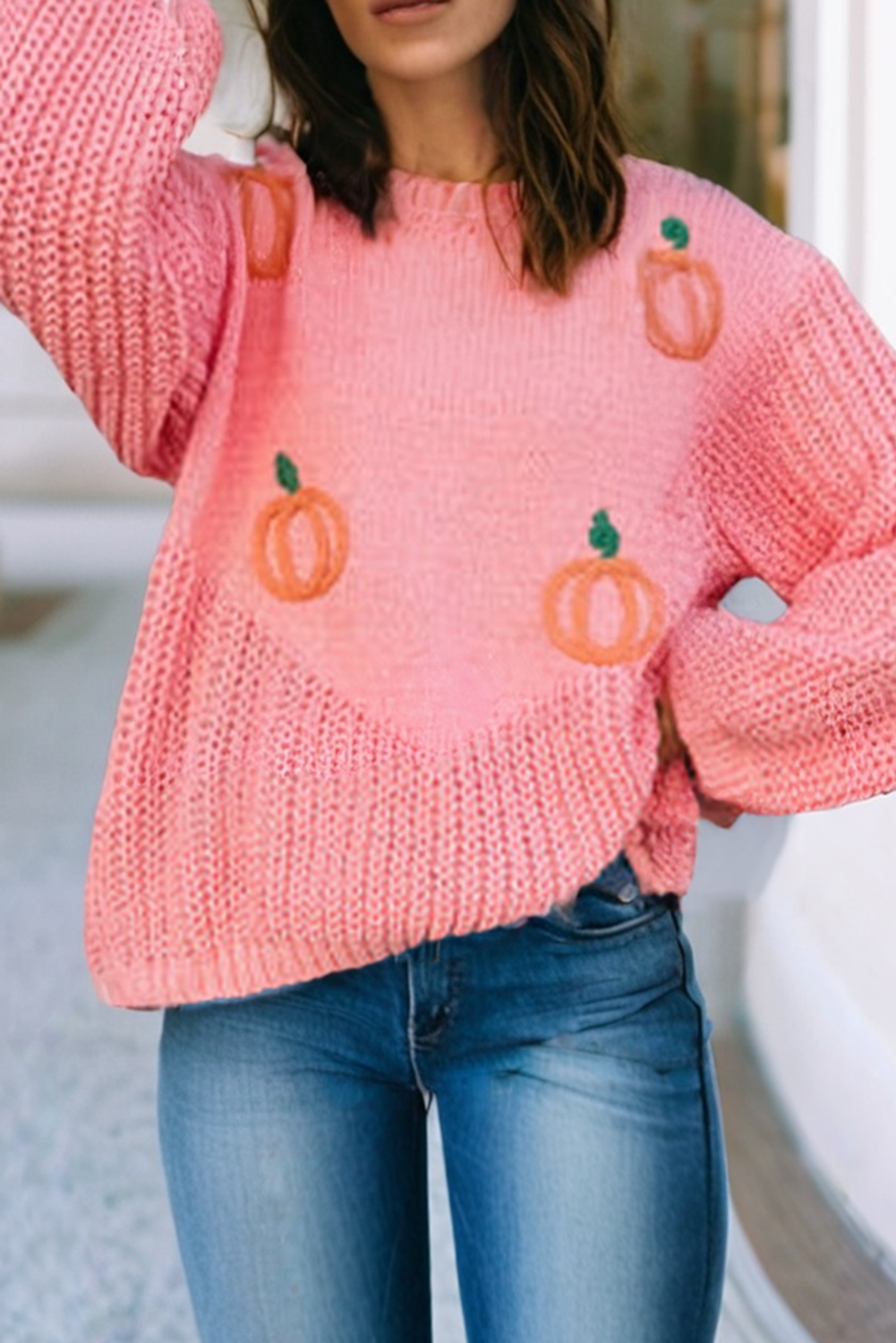Pink Pumpkin Patch Knit Sweater