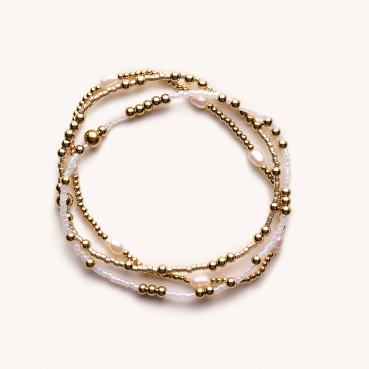 Nikki Smith Designs White & Gold Bracelet Set