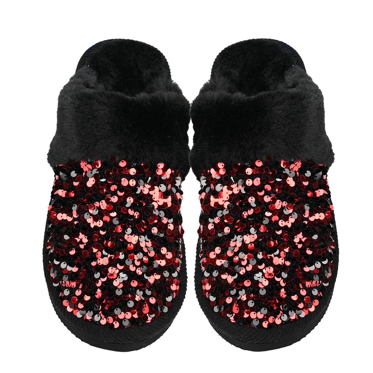 Sequin Faux Fur C.C Slippers