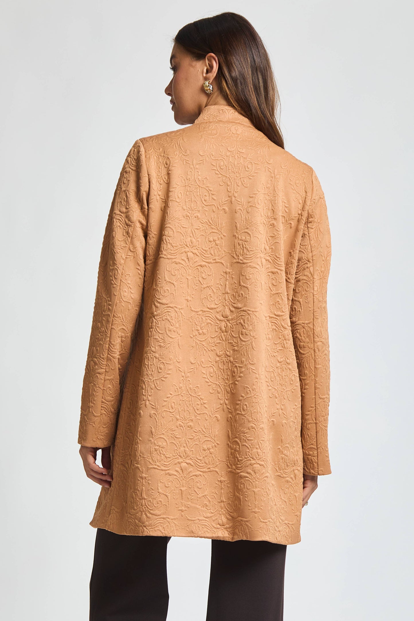 Dear Scarlett Elegant Jacquard Midi Coat