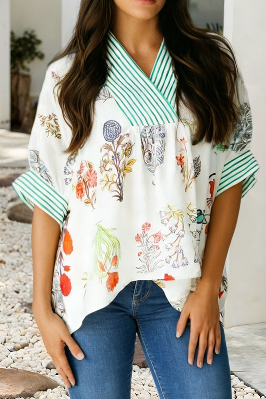 Watercolor Floral V-Neck Blouse