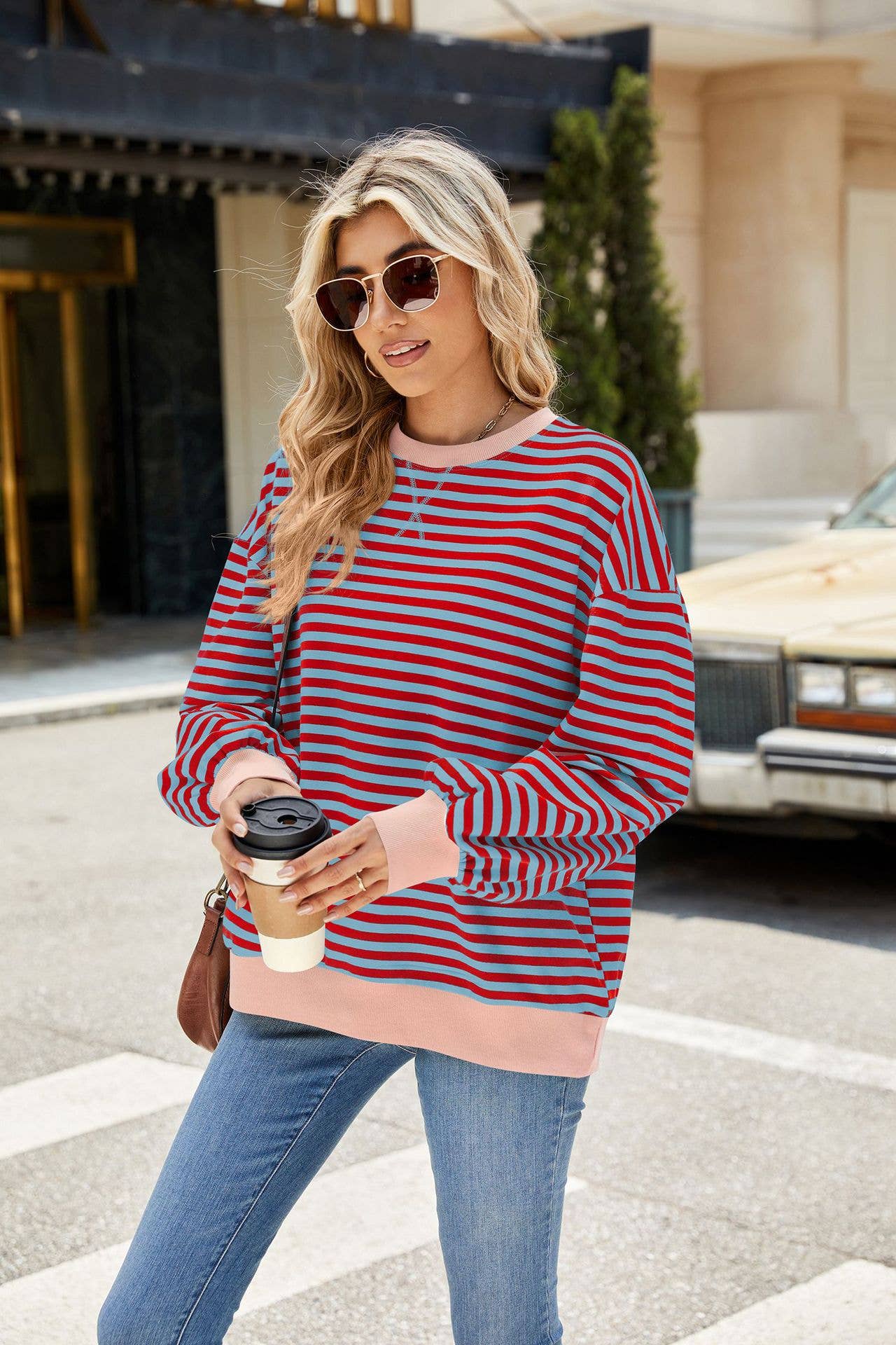 Striped Crew Neck Sweatshirt