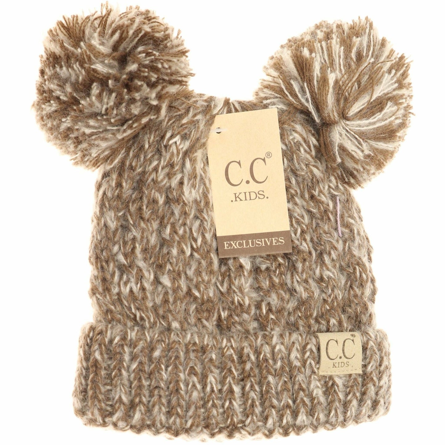 Kids Multi Tone Double Pom CC Beanie