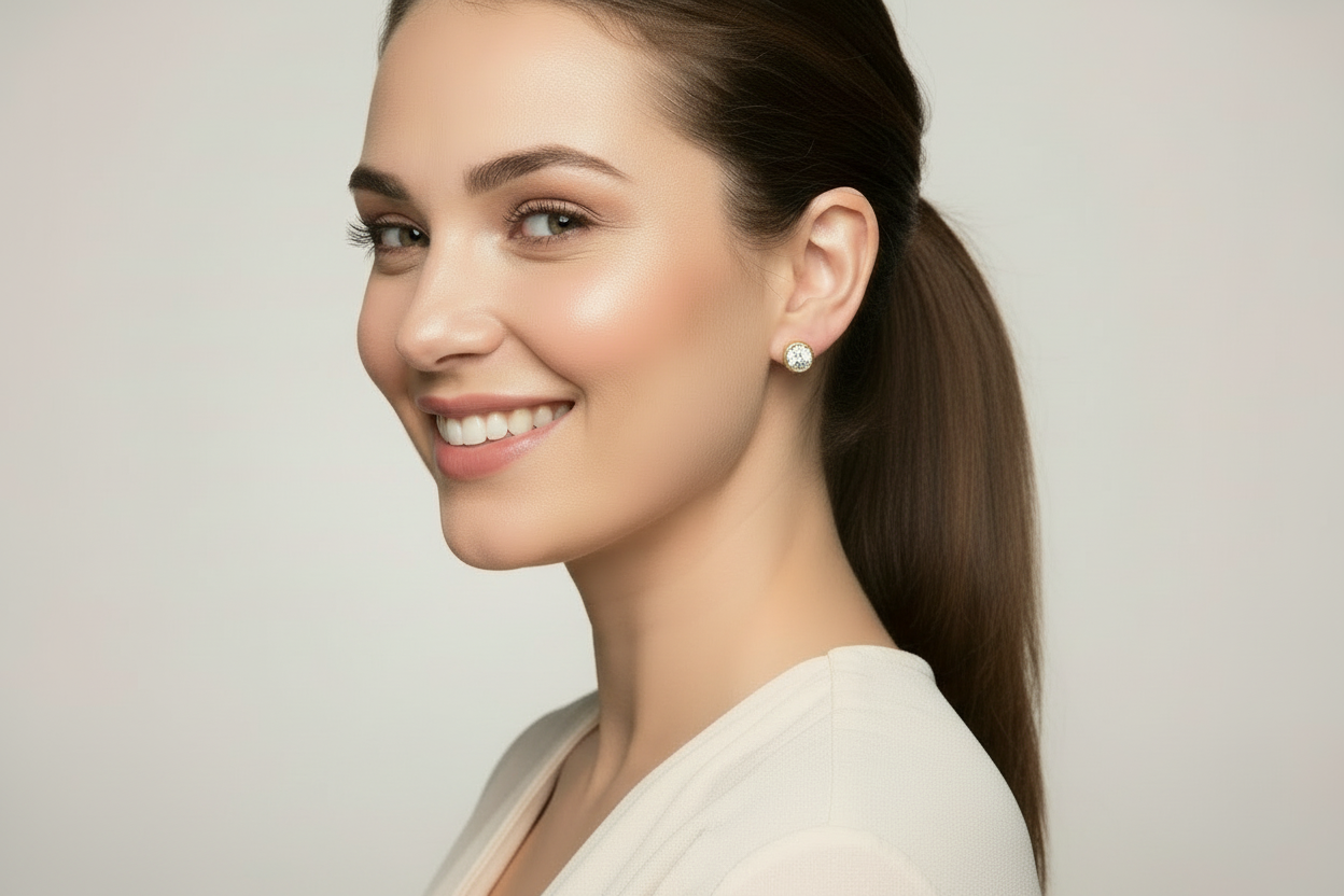 Gold & Crystal Post Earrings