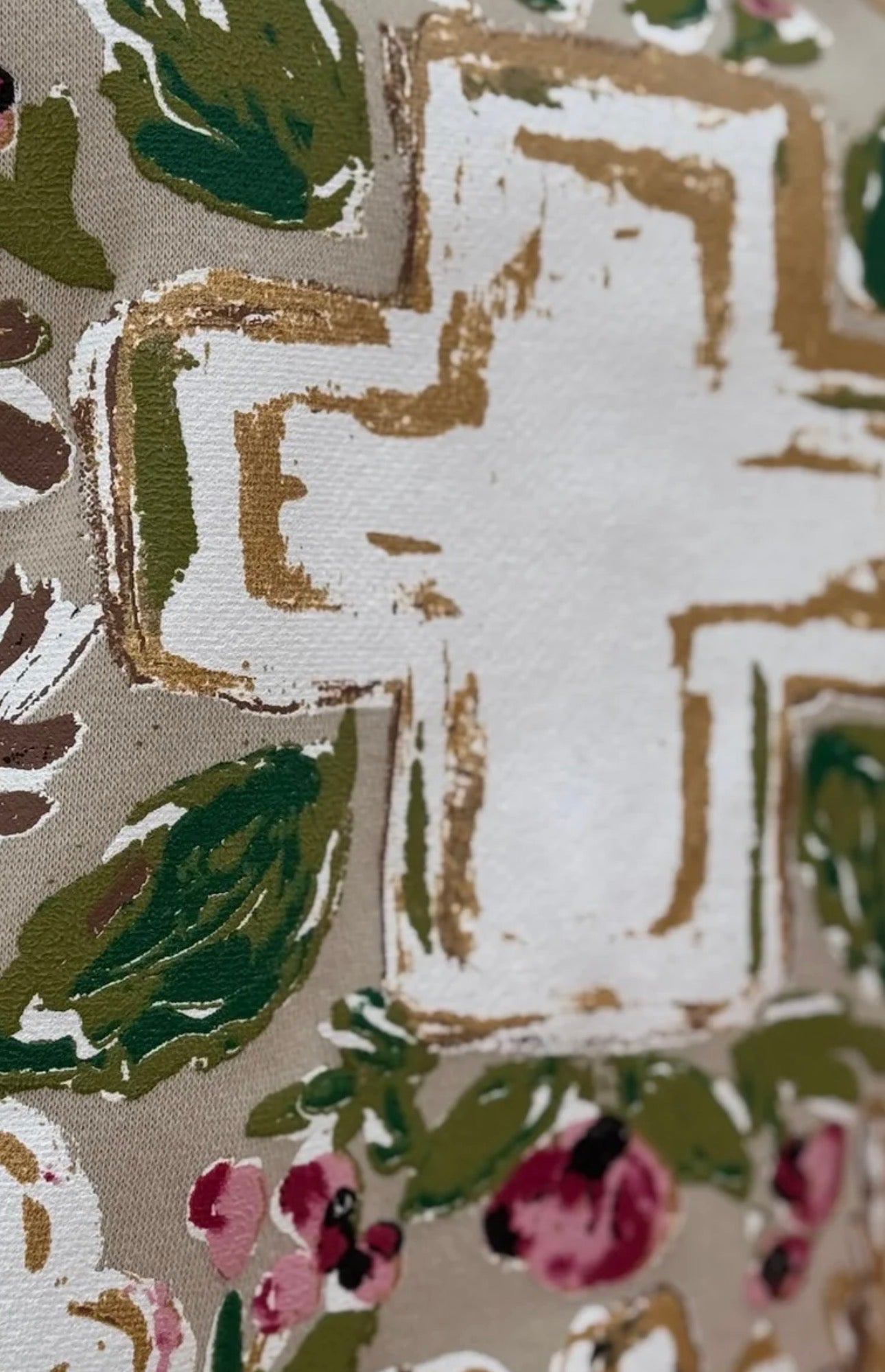 Callie Ann Gold Floral Cross Tee detail - beautiful gold floral cross illustration by Texas True Threads