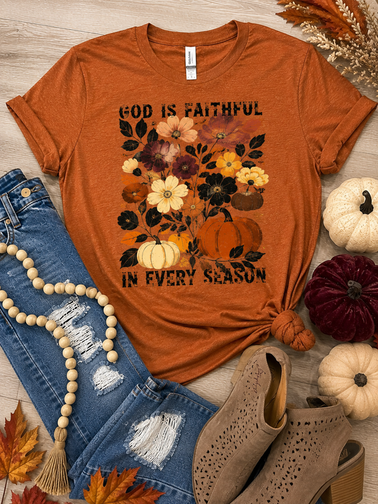 God Is Faithful Floral Pumpkin Graphic Tee