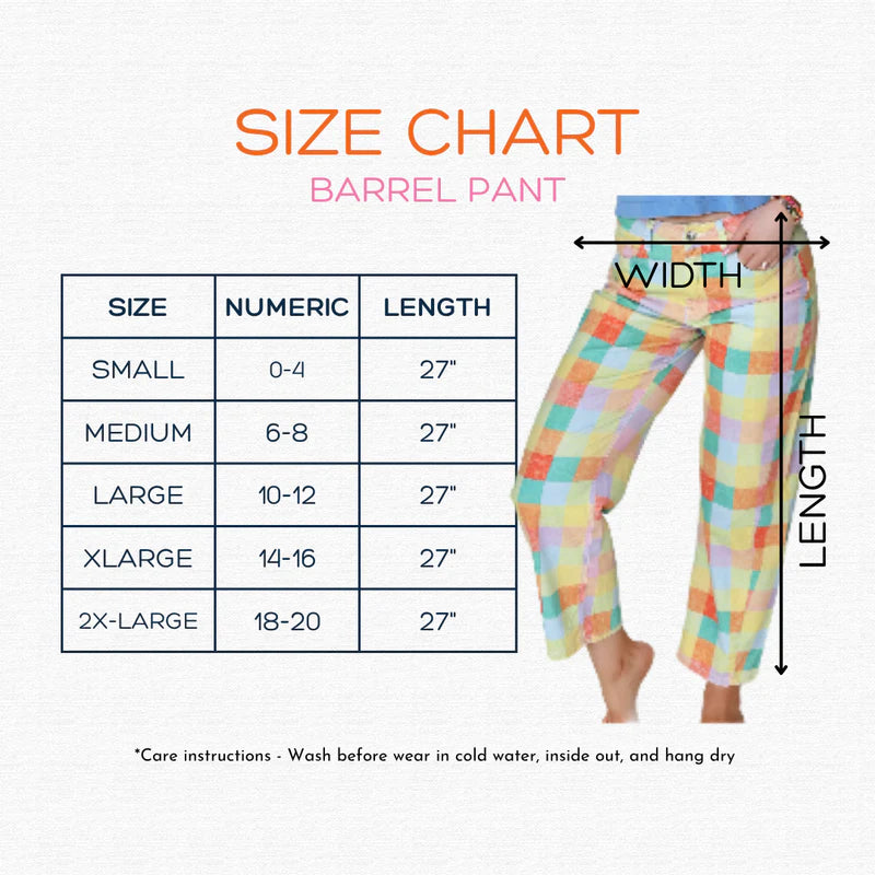 size chart for barrel pants