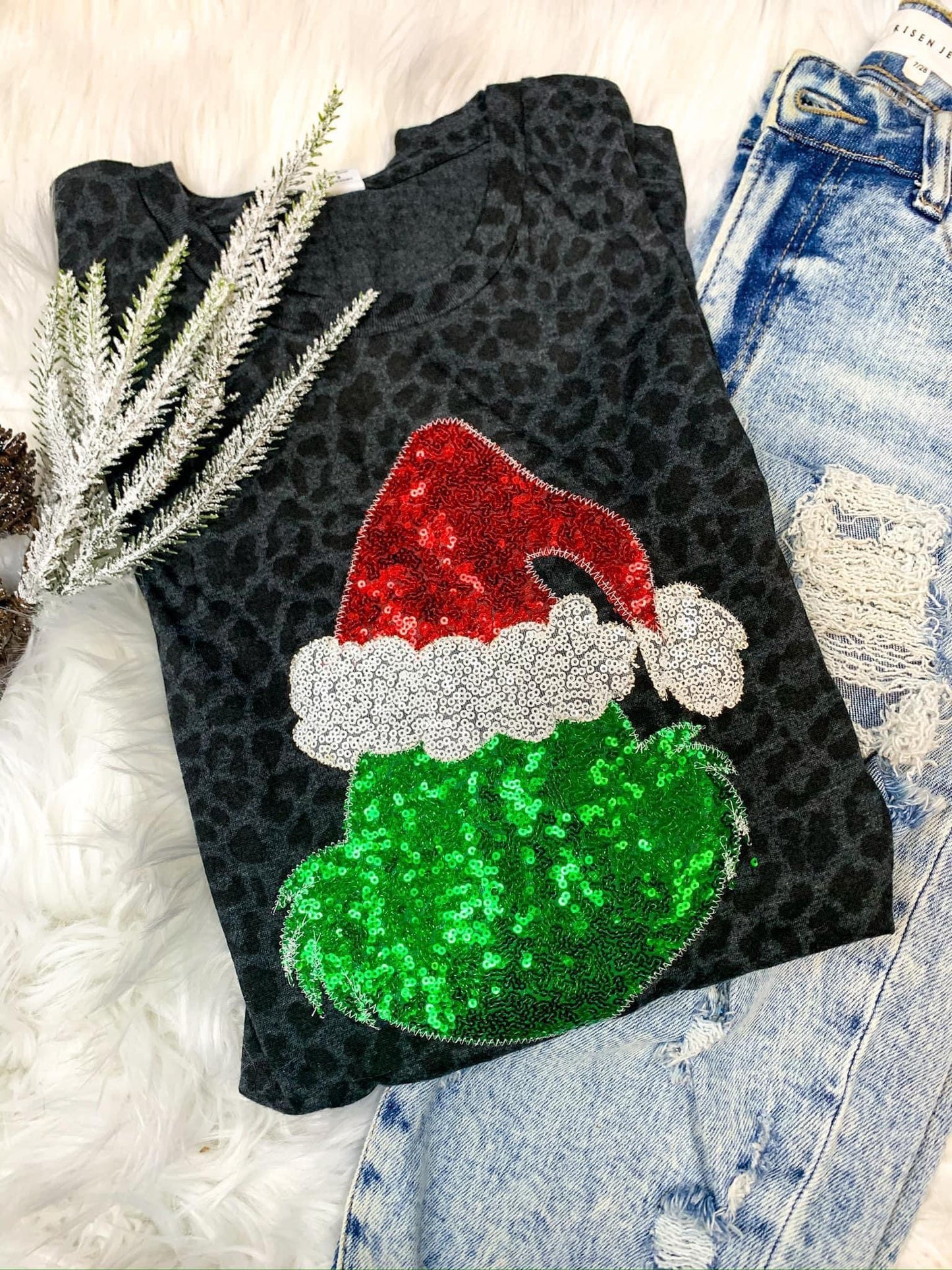 Grinch Sequin Short Sleeve