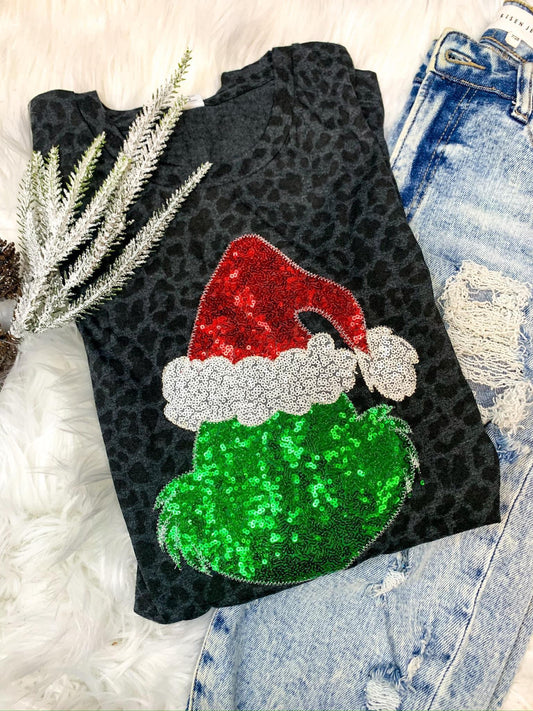 Grinch Sequin Short Sleeve