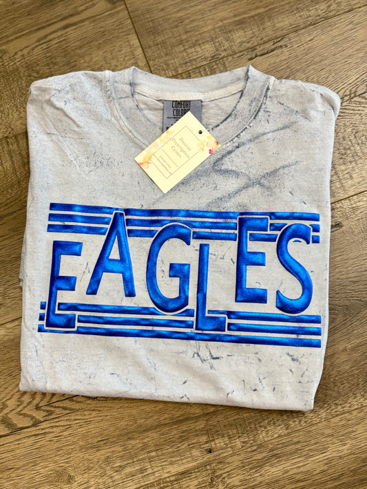 Eagles 6 Line Metallic Puff Tee