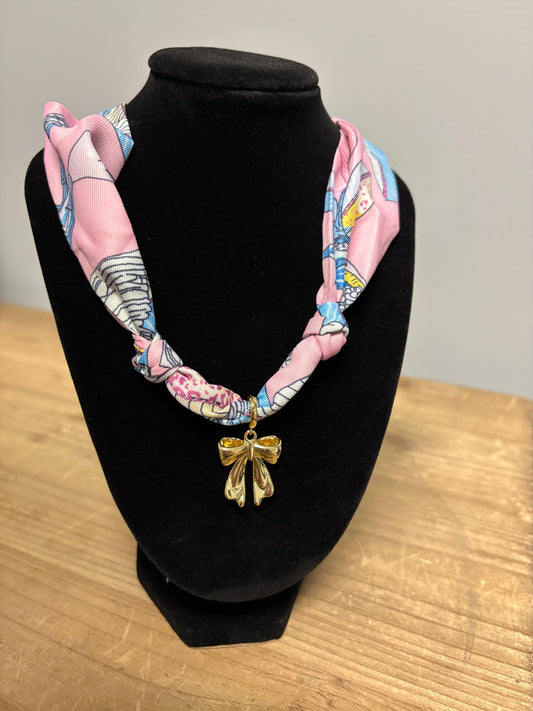Pink Palmer Scarf Necklace