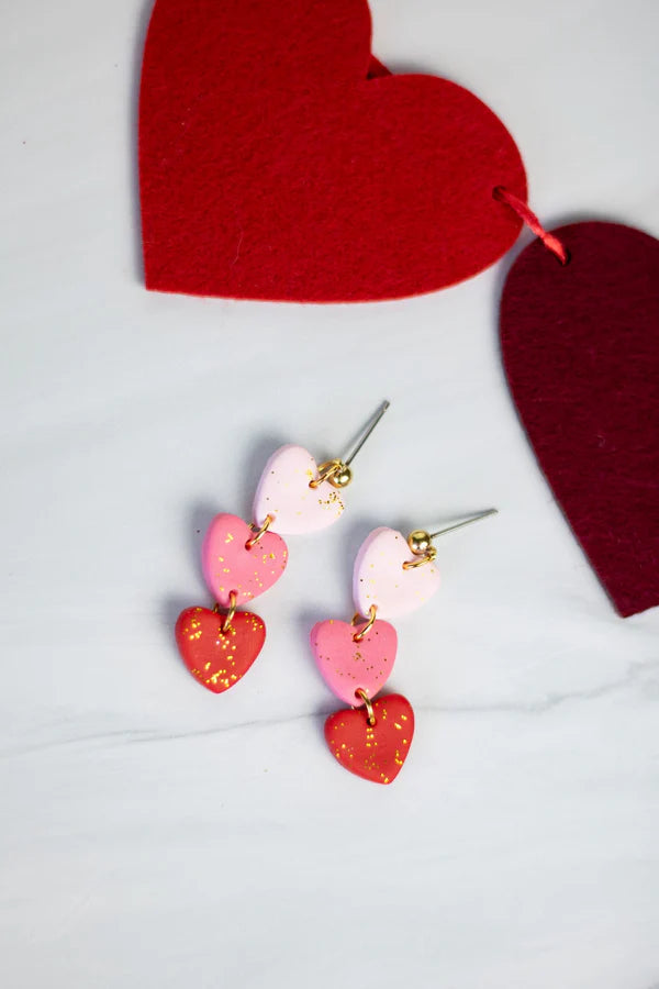 Dainty Sparkle Heart Dangles Earrings