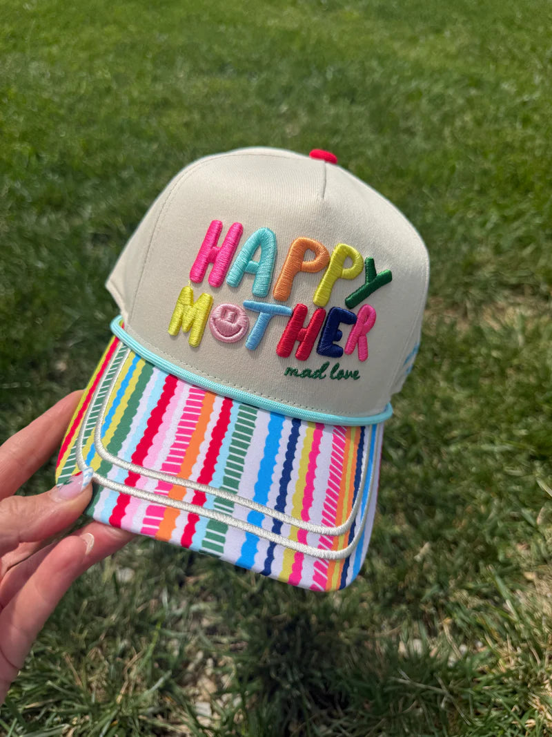 Happy Mother Embroidered Trucker Hat – Colorful Women's Snapback