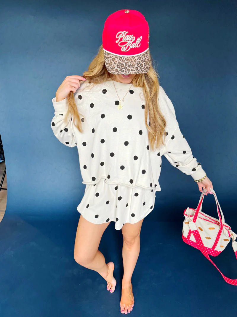 Poppy & Pine Polka Dot Crop Top Sweatshirt