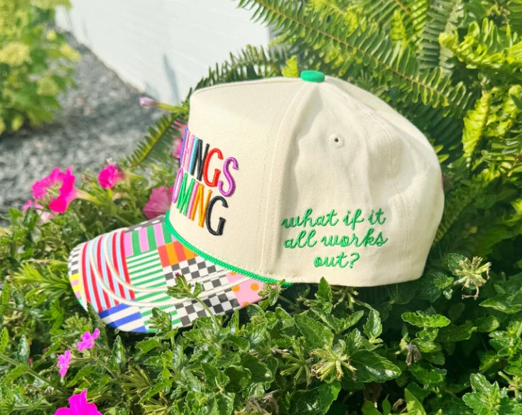 Good Things Are Coming Colorful Patchwork Trucker Hat