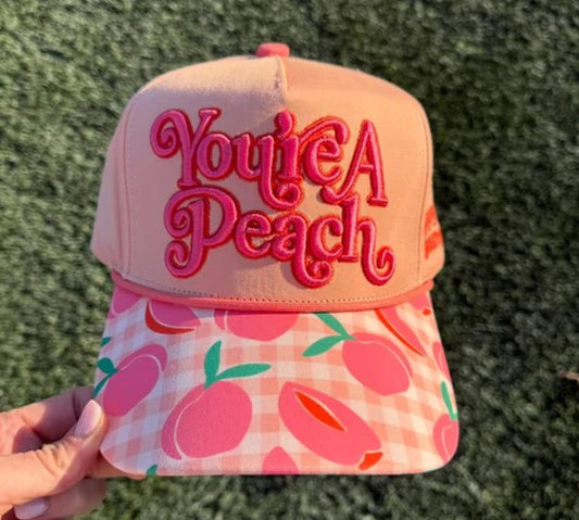 you're a peach embroidered trucker hat