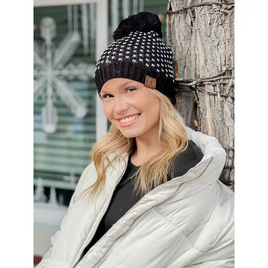 C.C Heart Knit Pom Beanie