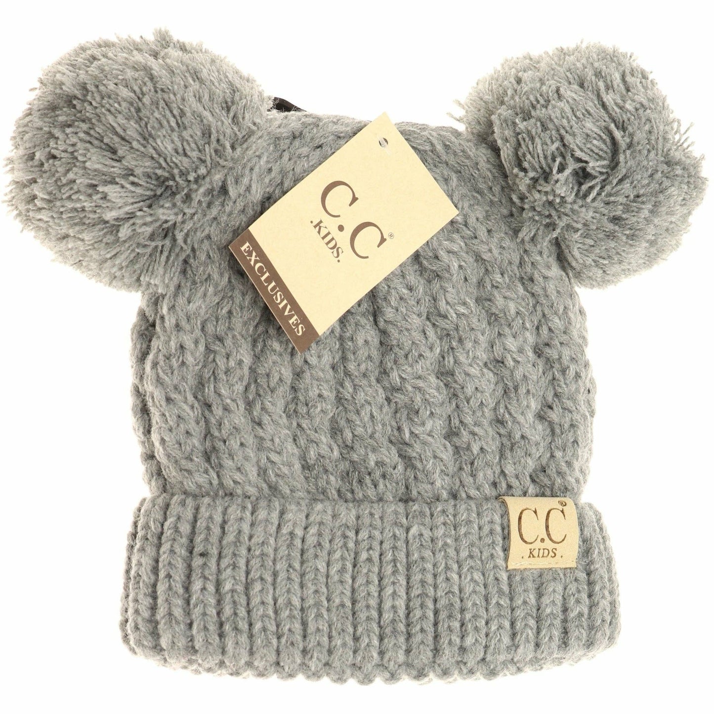 Kids Solid Double Pom CC Beanies