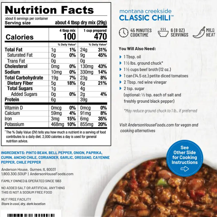 Anderson House Montana Creekside Classic Chili Mix