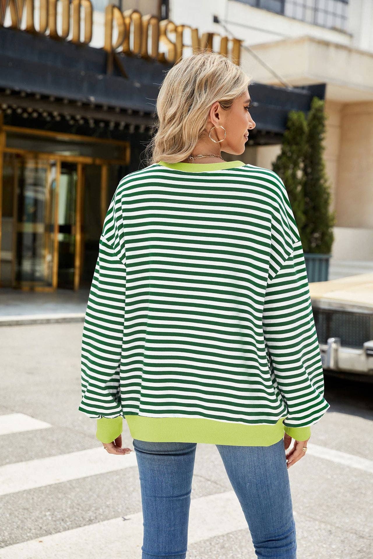 Striped Crew Neck Sweatshirt