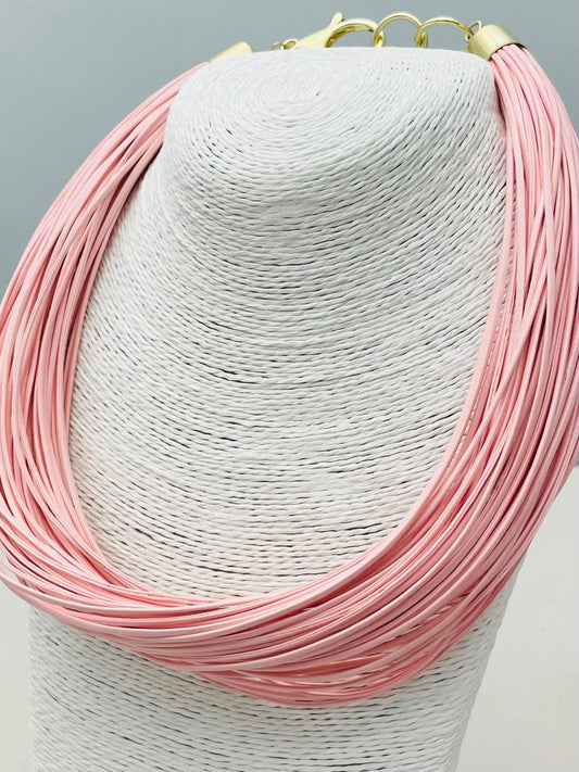 Chic Blush Leatherette Strand Necklace