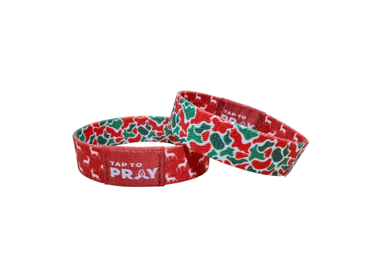 Versible Tap To Pray Christmas Camo Wristband
