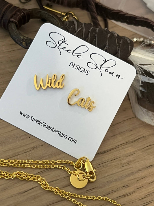 Wild Cat Gold Stud Earrings