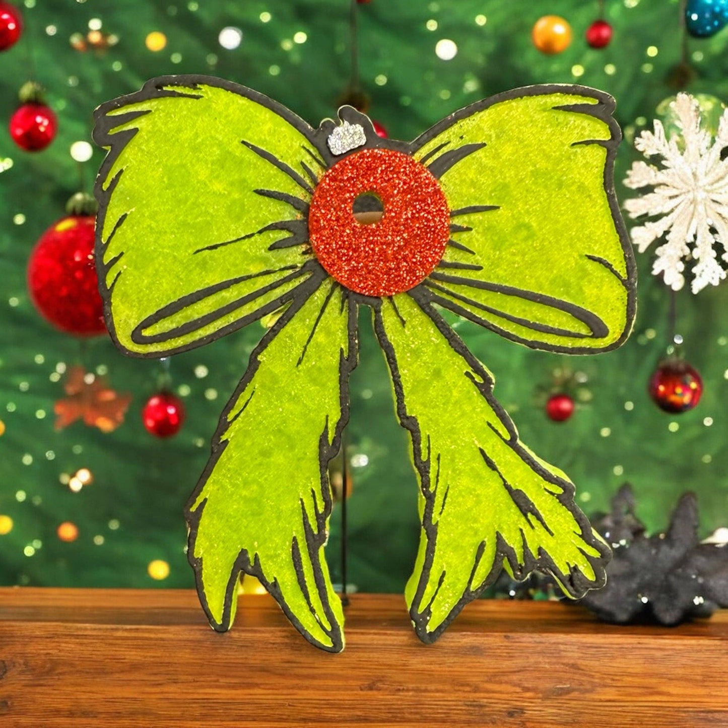Grinch Sparkle Green Bow Freshie