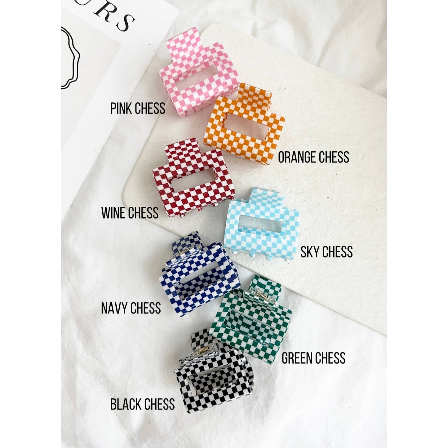 Chess Checkered 2 inch Hair Clips