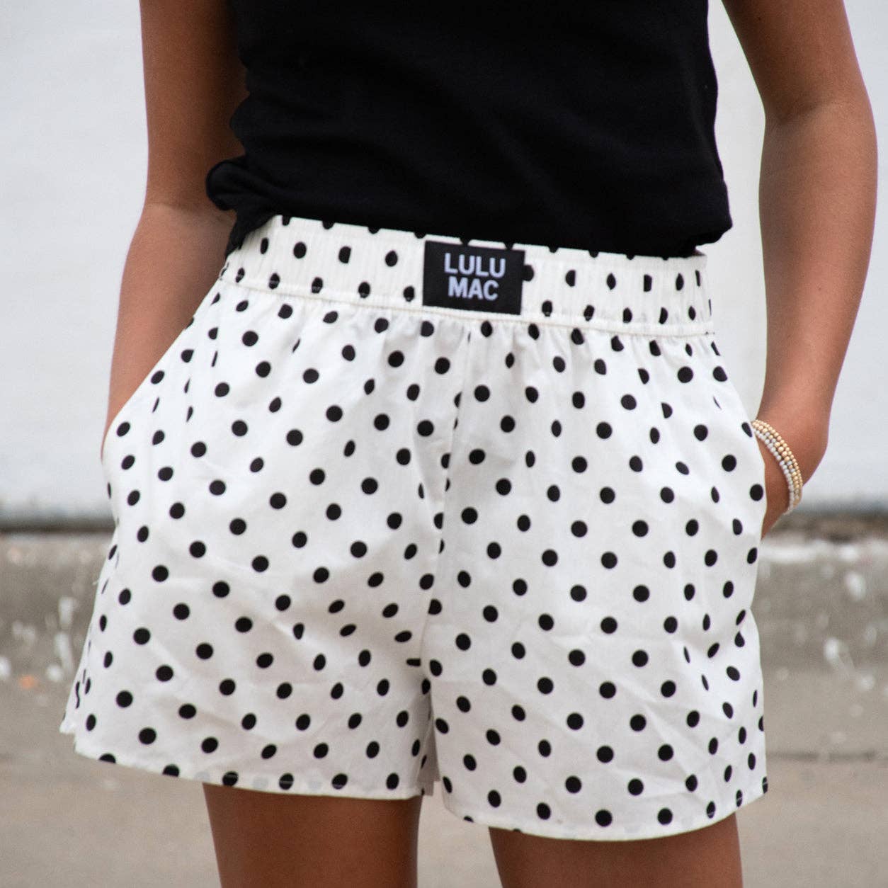 Lulu Mac White & Black Polka Dot Lounge Shorts
