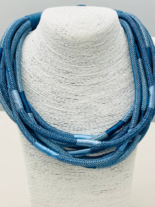 Cobalt/Navy Blue Cotton Rope Statement Necklace
