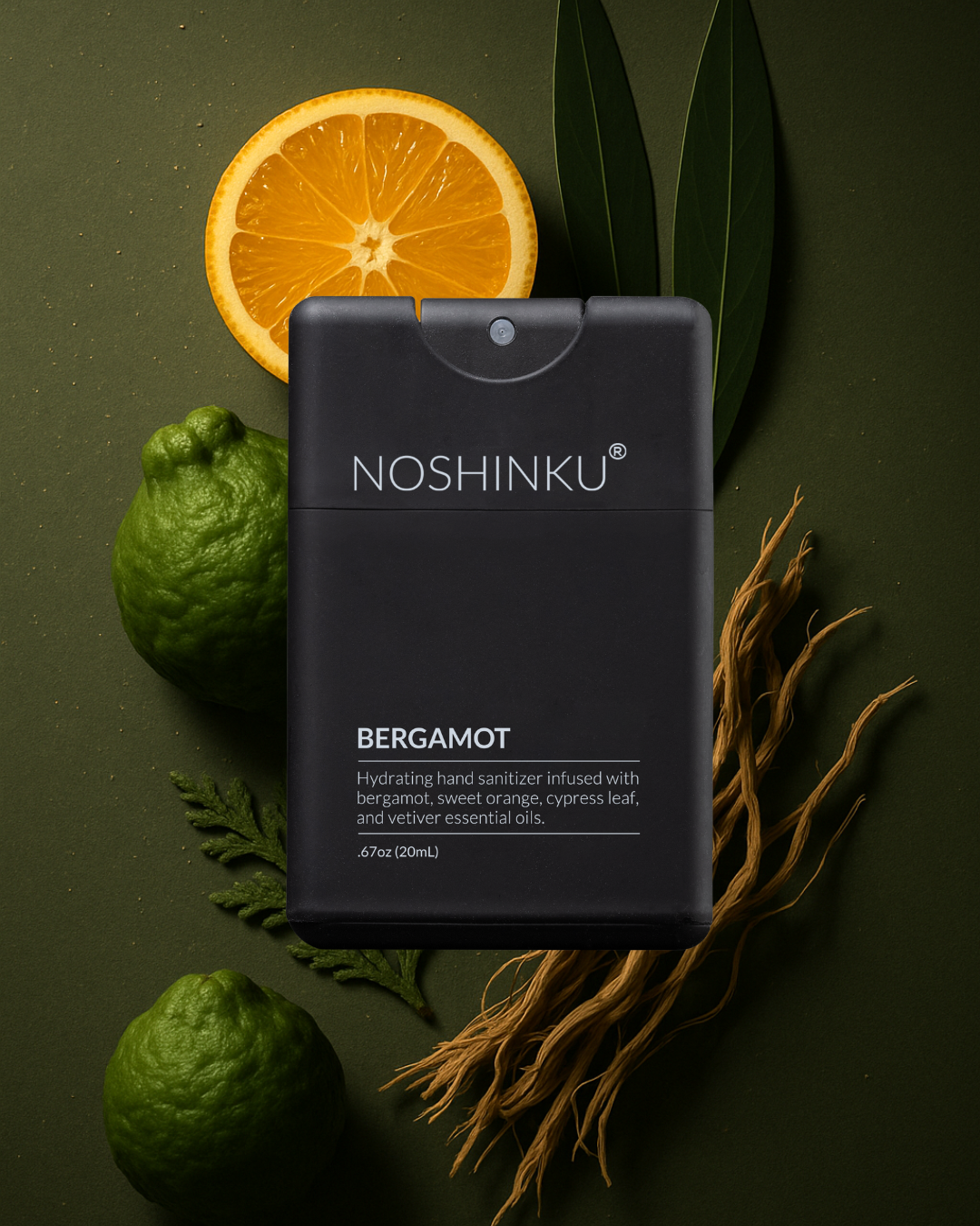 Noshinku Bergamot Pocket Hand Sanitizer – Refillable Moisturizing Sanitizer
