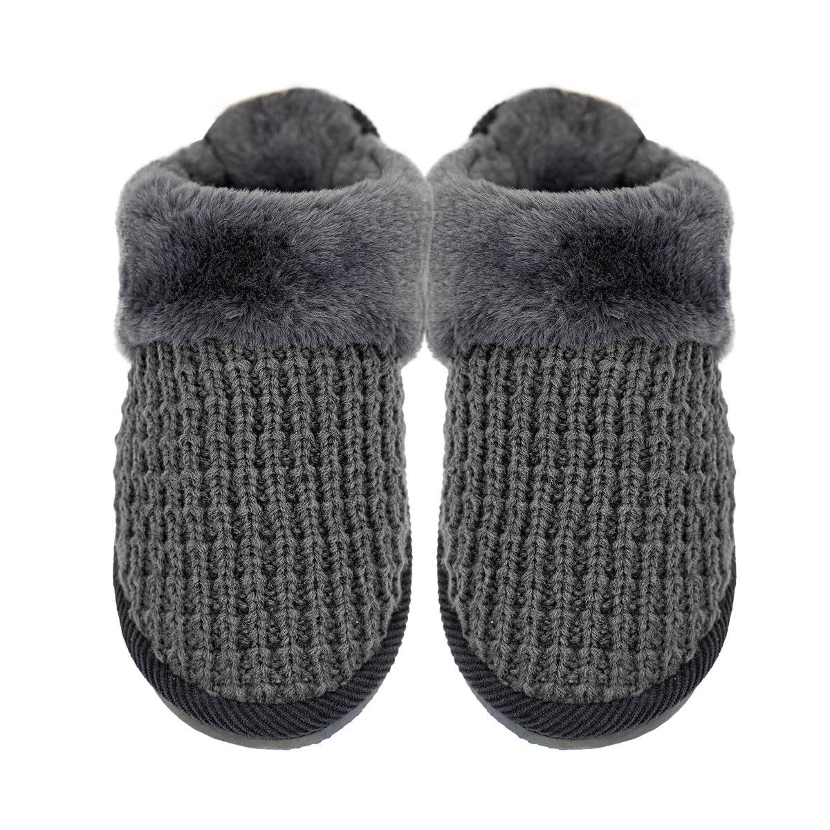 Waffle Knit Faux Fur C.C Slippers