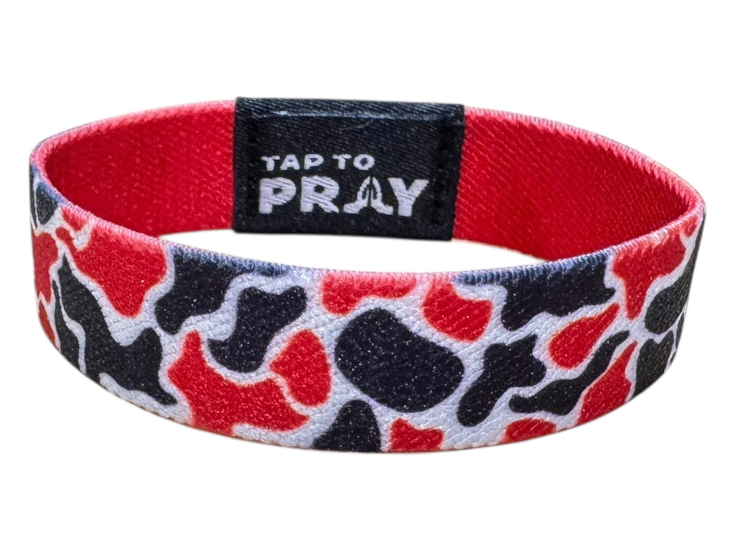Versible Tap To Pray Wristband-Red & Black Team Camo