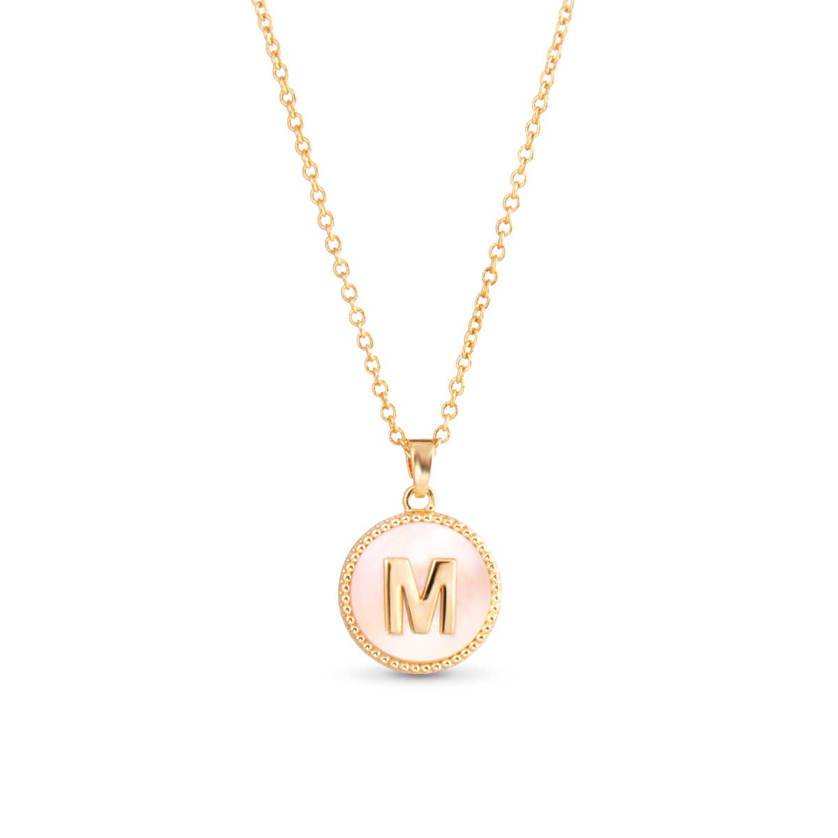 Gold Mother of Pearl Initial Necklace