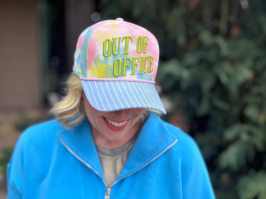 Embroidered “Out of Office” – Tie Dye Baseball Cap