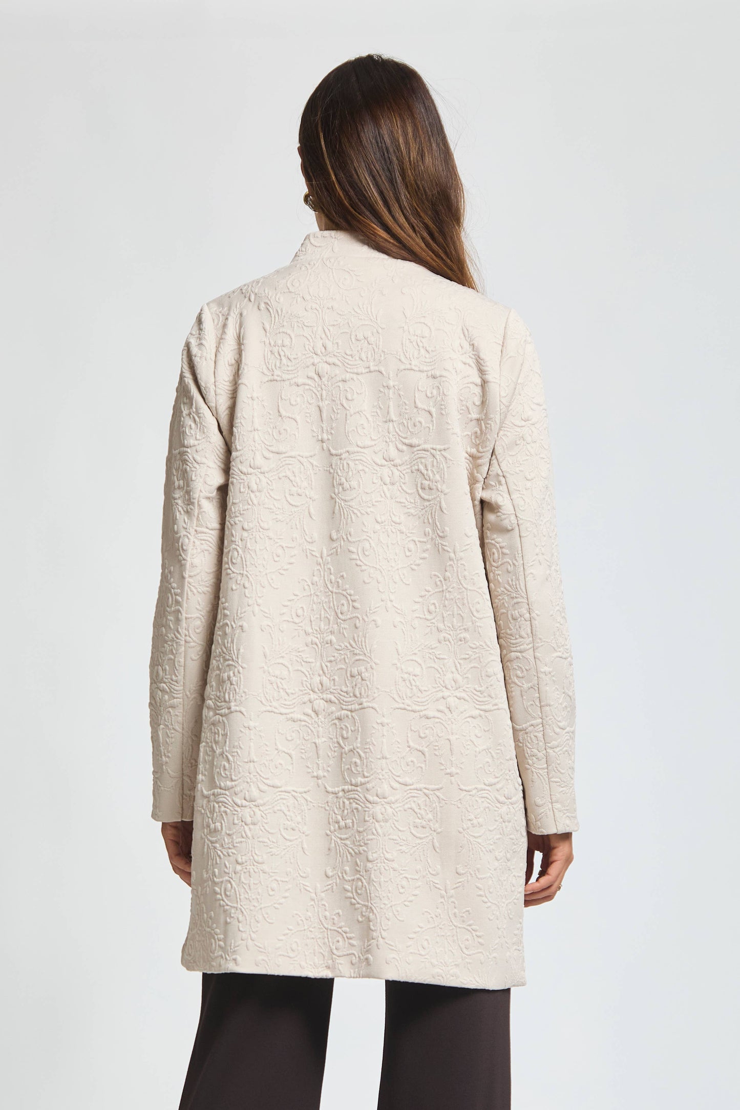 Dear Scarlett Elegant Jacquard Midi Coat