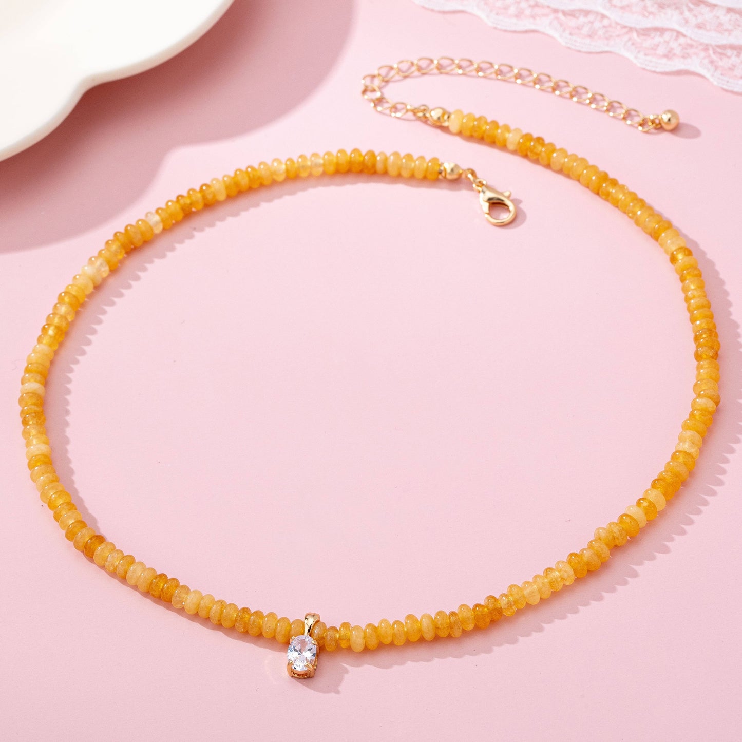 Natural Semi Precious Stone Beaded Charm Necklaces