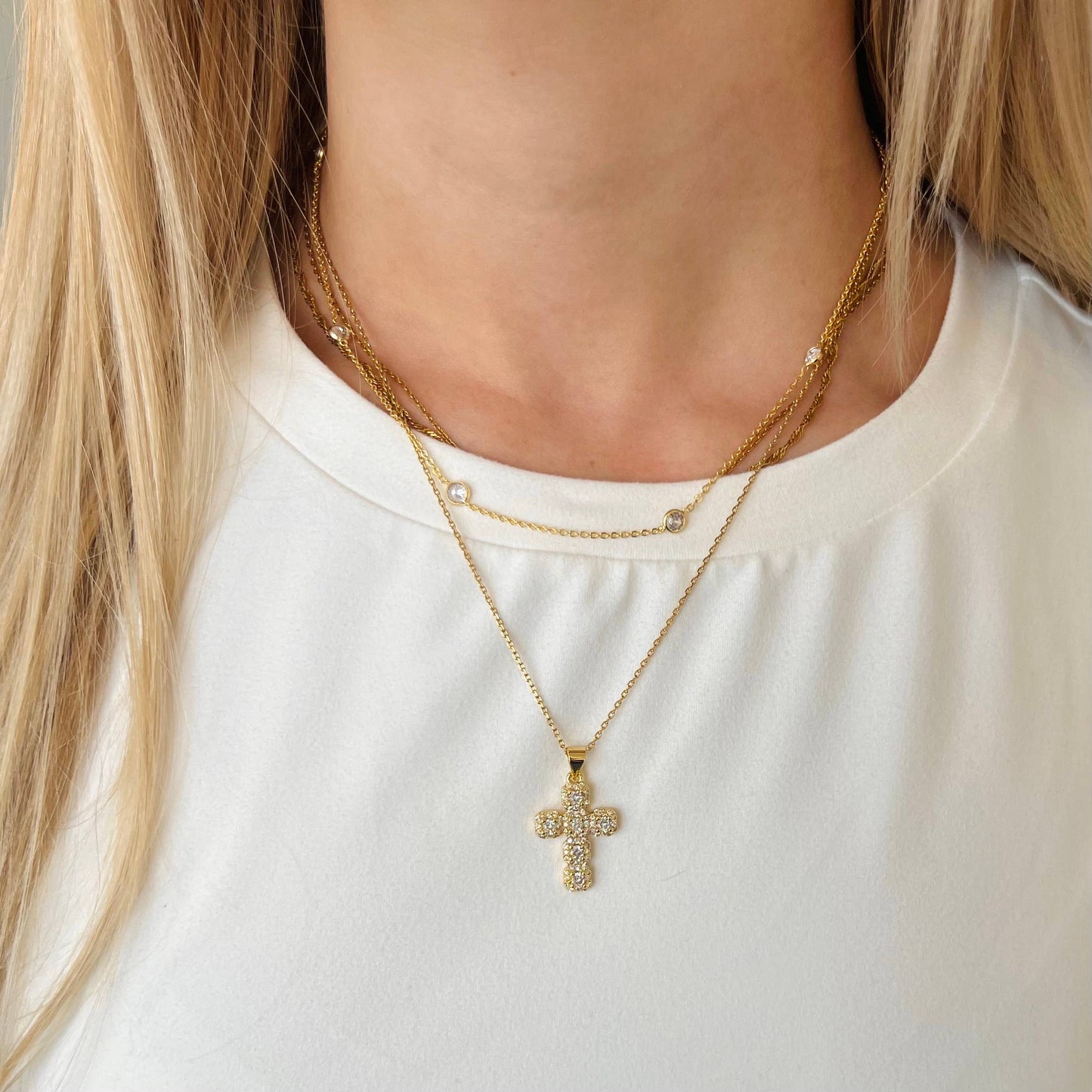 Nikki Smith Designs Gold CZ Cross Necklace