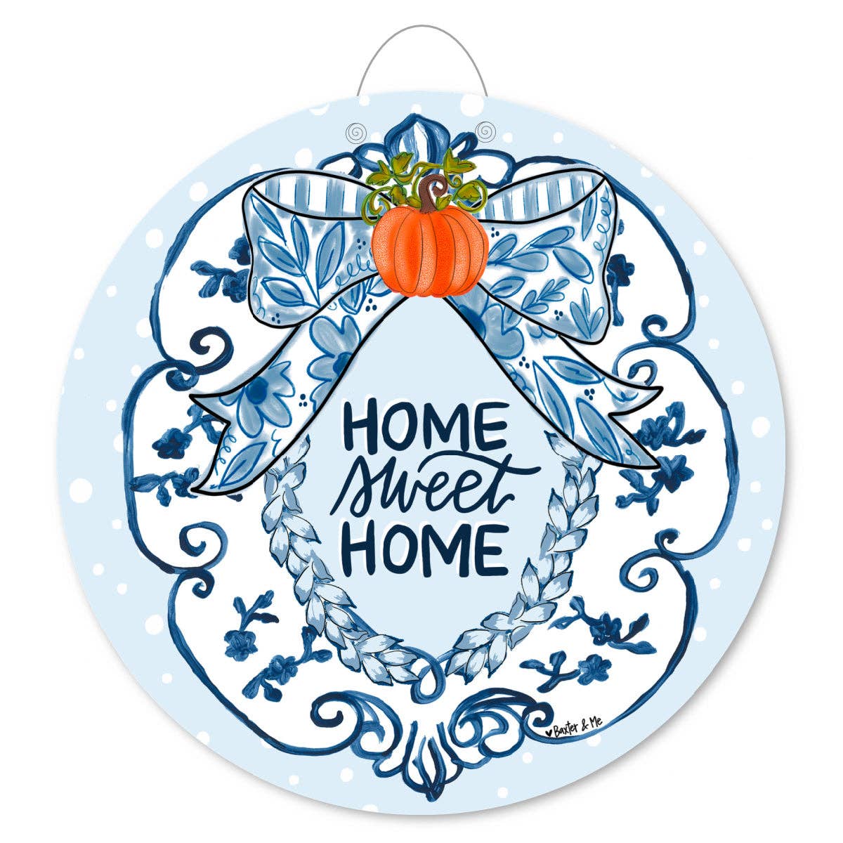 Vintage Chinoiserie Home Sweet Home Door Hanger