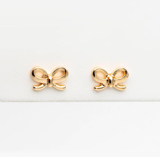 Lela bow 18k gold plated stud earrings dainty