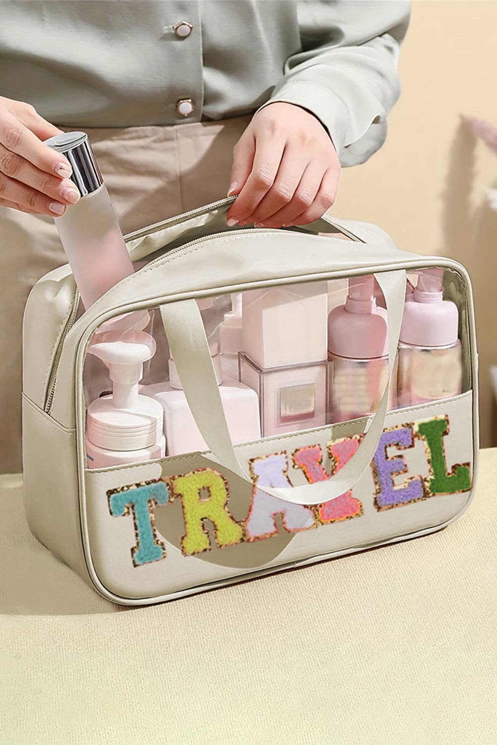 Travel Chenille Letter Makeup Bag