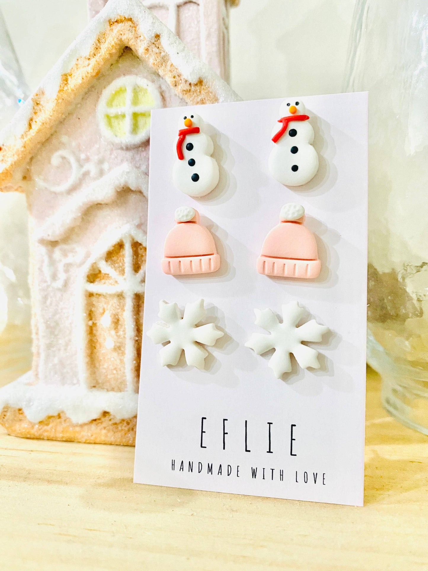 Winter Stud Earrings Set | Snowman, Bean Hat, Snowflake