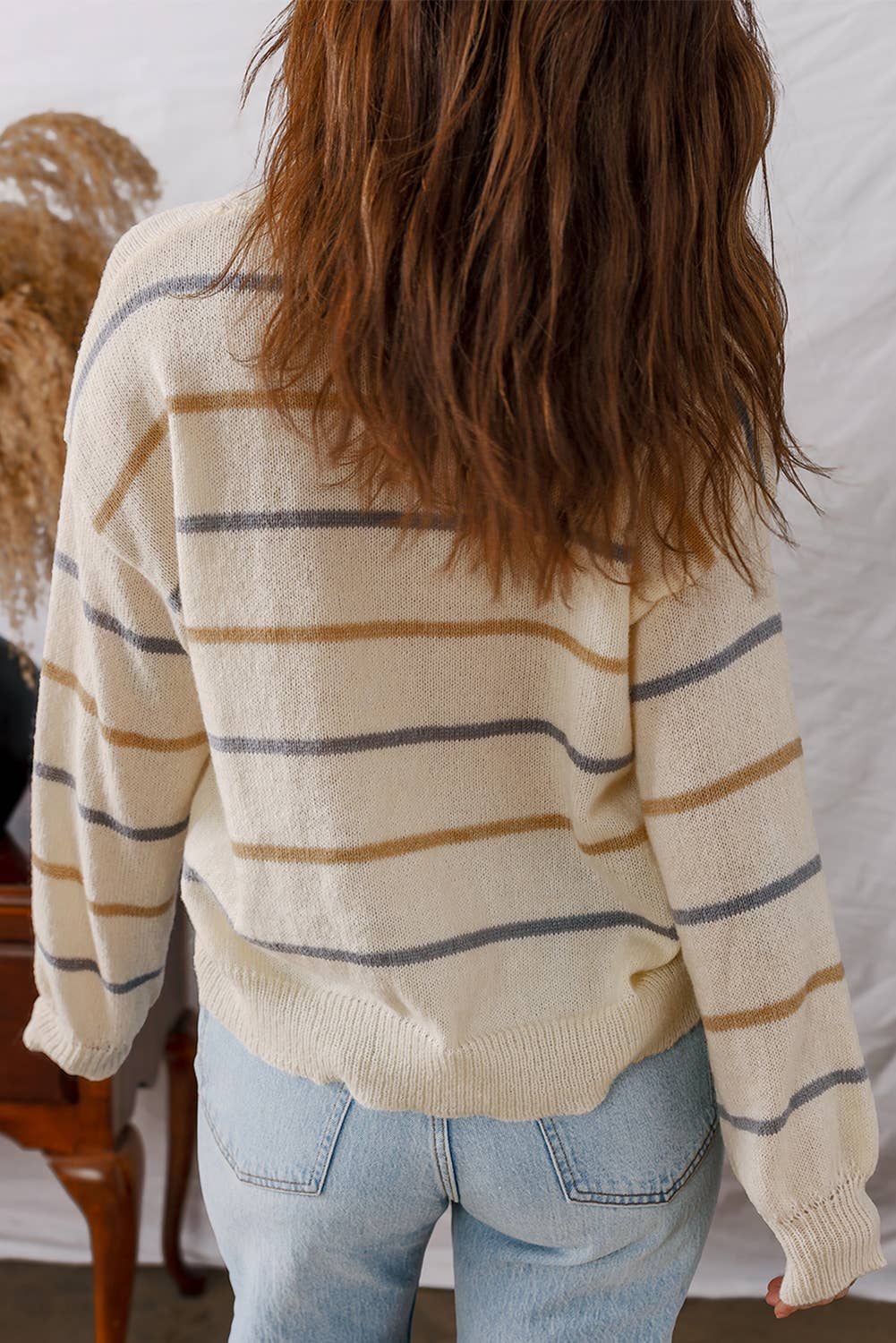 Striped Button-Down Knit Cardigan
